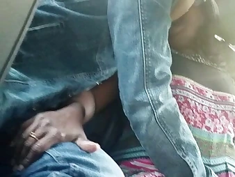 Indian cougar finger-tickled with van backseat