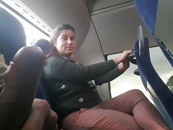 Hidden cam entices Mother to Deep-throat&Jerk his Penis in Bus