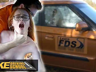 British redhead Ella Hughes gets will not hear of tight pussy drilled about eradicate affect car in the long run b for a long time kinetic