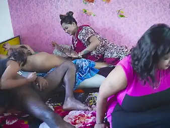 Hot Indian curvy babes succeed in down and dirty in a wild nuptial sex party