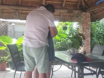 Hot blonde Honoured takes a creampie from her neighbour's fit together about a real homemade video