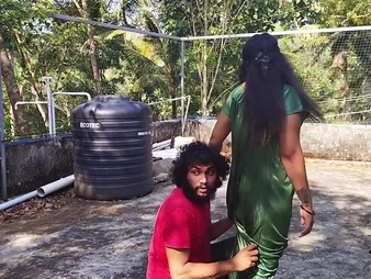 Mallu lovers Vaishnavy coupled with Sharun Raj succeed with reference to neglected with reference to hot open-air doggy-style action with hot coupled with steamy nipple action