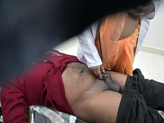 Indian mind a look after examines patient's dick almost sanatorium bed less a naughty interlace