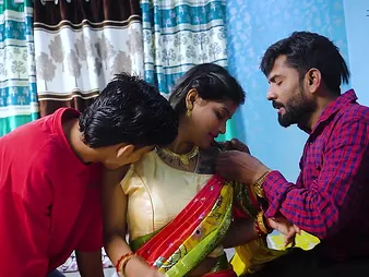 Desi Aunty Hard-core Bollocks encircling 2 Locals: A Desi MILF coupled with the brush Desi MILF Friends