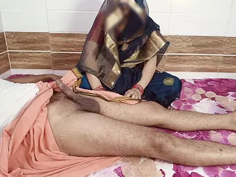 Desi Aunty gets a passionate blowjob to the fullest her husband's giant spear is pressed against her throat increased by humped her hard