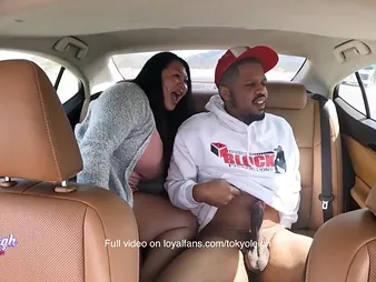 Thick Japanese MILF Tokyo Leigh and Frecklemonade get intimate with Uber driver & his big nuisance